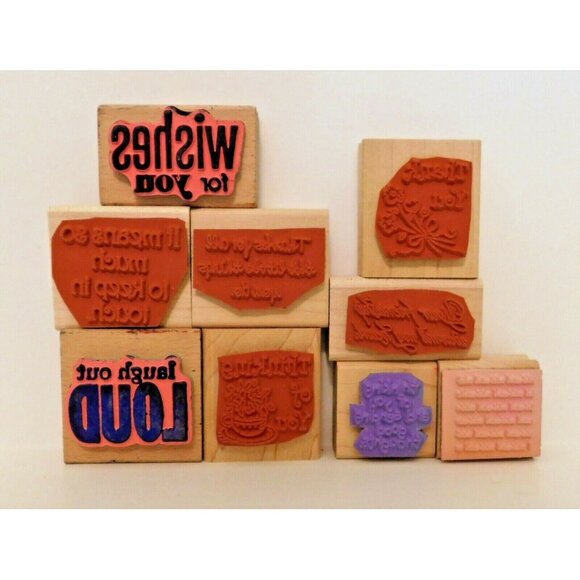 Rubber Stamps Lot of 17 Sentiments Phrases Inkadinkado Stampin' Up Studio G - Picture 5 of 7